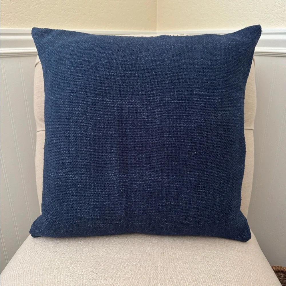 West Elm Silk Hand-loomed Pillow Cover, 20”x 20”, Navy
